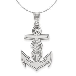 Sterling Silver Alpha Sigma Tau Medium Pendant Necklace - 24 Inch
